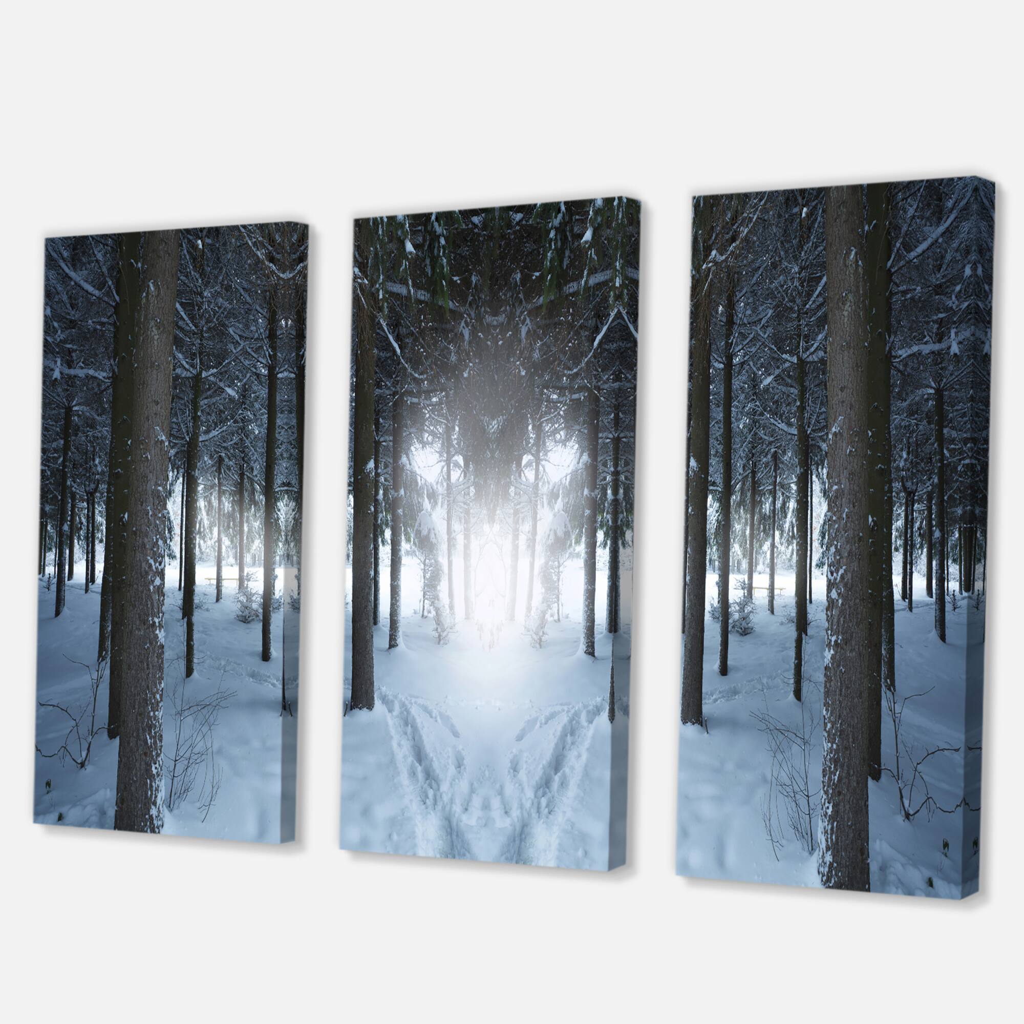 Designart - Winter Forest with Dark Woods